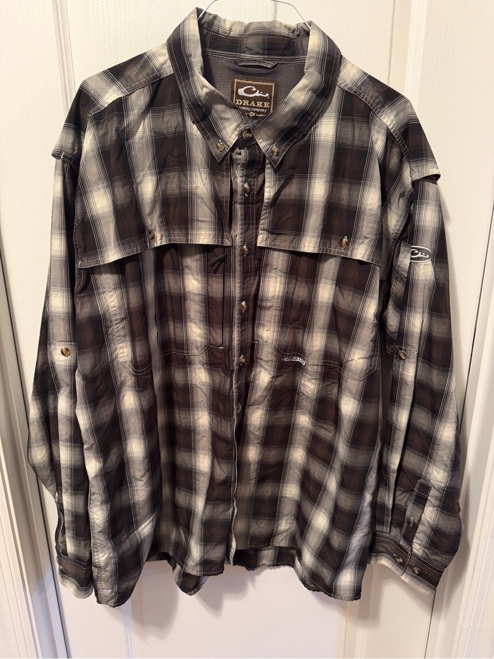 Drake Plaid Button-Down Shirt in Brown and Cream